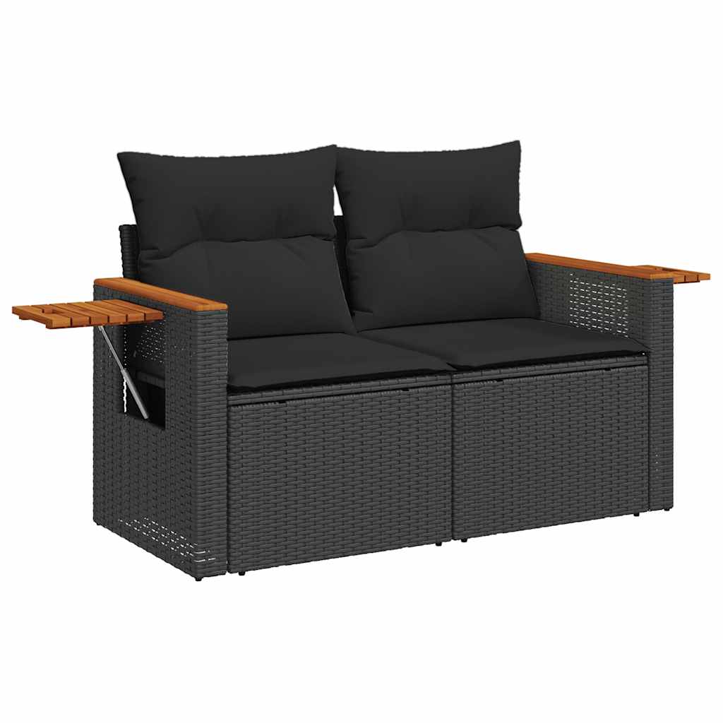 Set Divani da Giardino 4 pz con Cuscini Nero in Polyrattan | homemem39