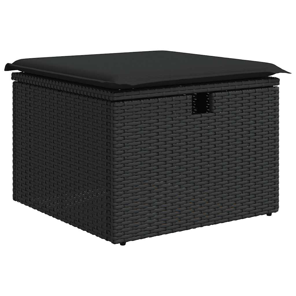 Set Divani da Giardino 4 pz con Cuscini Nero in Polyrattan | homemem39