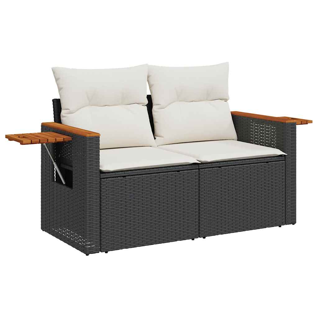 Set Divani da Giardino 4 pz con Cuscini Nero in Polyrattan - homemem39