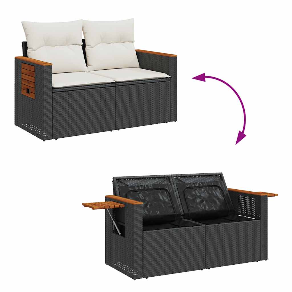 Set Divani da Giardino 4 pz con Cuscini Nero in Polyrattan - homemem39
