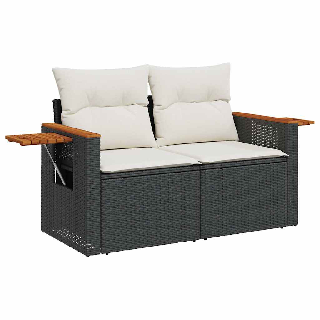 Set Divani da Giardino 5 pz con Cuscini in Polyrattan Nero | homemem39