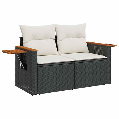 Set Divani da Giardino 5 pz con Cuscini in Polyrattan Nero | homemem39