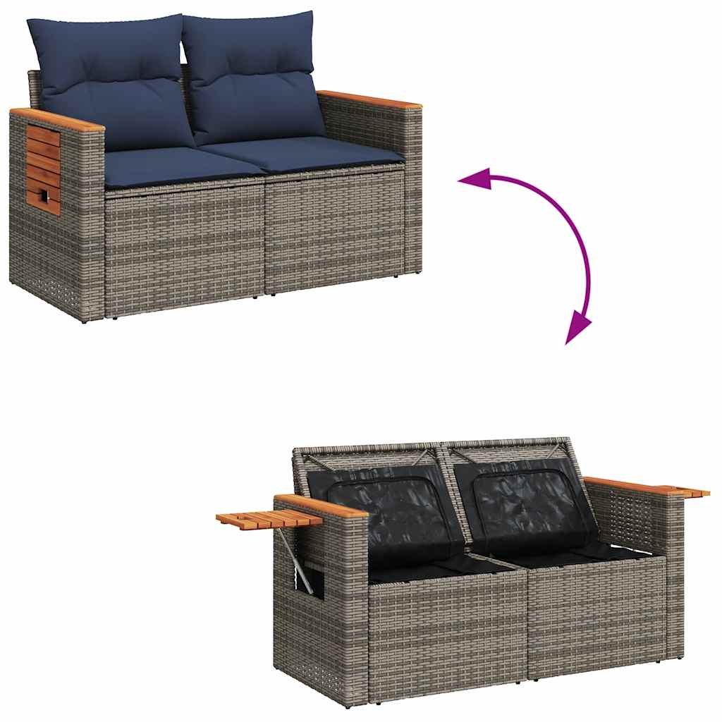Set Divano da Giardino 6 pz con Cuscini Grigio in Polyrattan | homemem39
