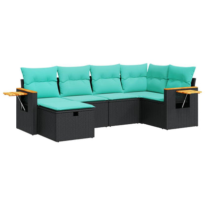 Set Divano da Giardino 6 pz con Cuscini Nero in Polyrattan | homemem39