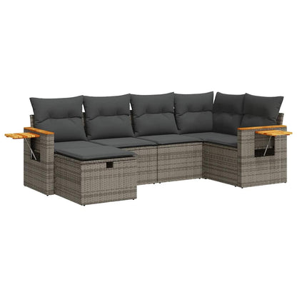 Set Divano da Giardino 6 pz con Cuscini Grigio in Polyrattan | homemem39