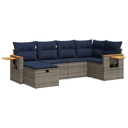Set Divano da Giardino 6 pz con Cuscini Grigio in Polyrattan | homemem39