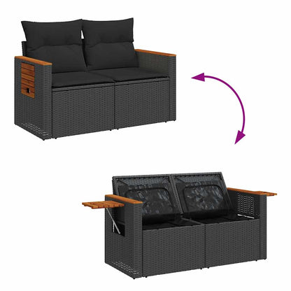 Set Divani da Giardino con Cuscini 7pz Nero Polyrattan | homemem39