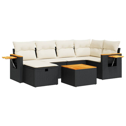 Set Divani da Giardino con Cuscini 7pz Nero Polyrattan - homemem39