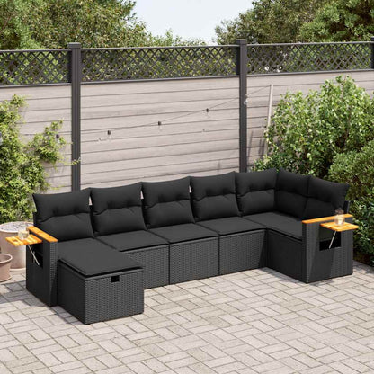 Set Divani da Giardino con Cuscini 7pz Nero Polyrattan | homemem39