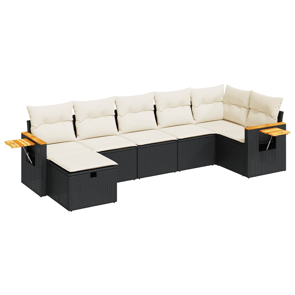 Set Divani da Giardino con Cuscini 7pz Nero Polyrattan - homemem39