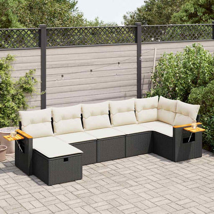 Set Divani da Giardino con Cuscini 7pz Nero Polyrattan - homemem39