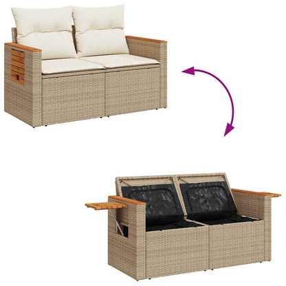 Set Divani da Giardino 7 pz con Cuscini Beige in Polyrattan | homemem39