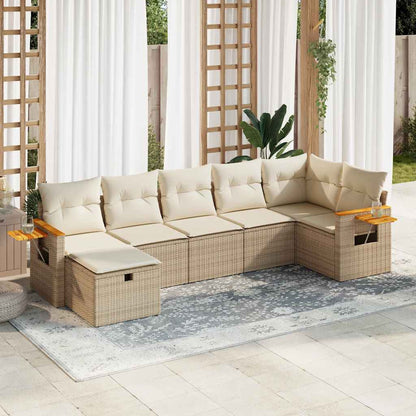 Set Divani da Giardino 7 pz con Cuscini Beige in Polyrattan | homemem39
