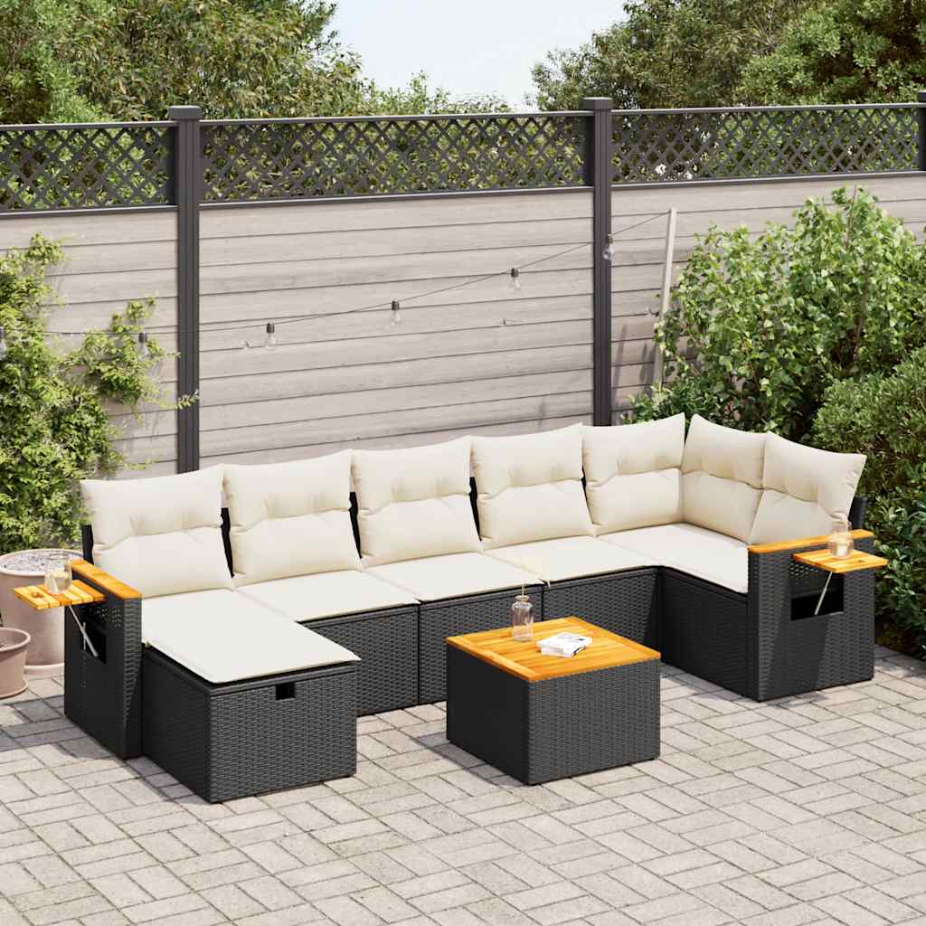 Set Divani da Giardino con Cuscini 8 pz Nero in Polyrattan - homemem39