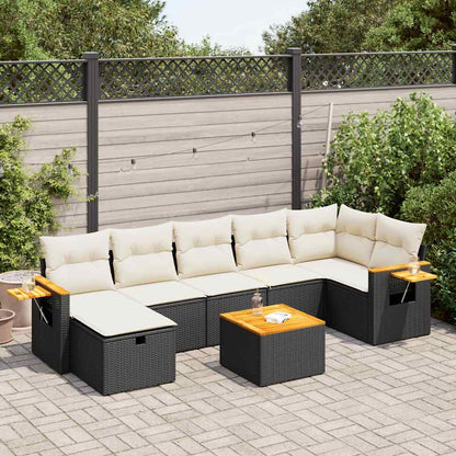 Set Divani da Giardino con Cuscini 8 pz Nero in Polyrattan - homemem39