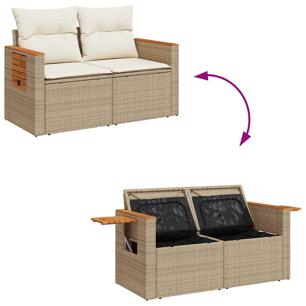 Set Divano da Giardino 8 pz con Cuscini Beige in Polyrattan | homemem39