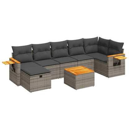 Set Divano da Giardino 8 pz con Cuscini Grigio in Polyrattan | homemem39