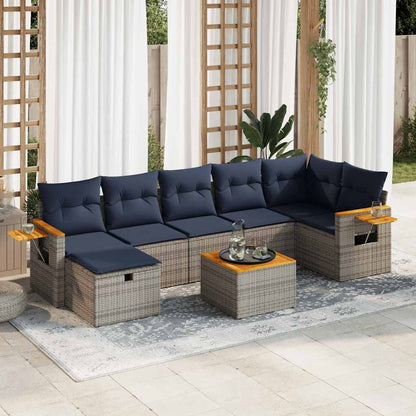 Set Divano da Giardino 8 pz con Cuscini Grigio in Polyrattan | homemem39