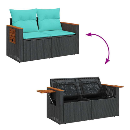 Set Divano da Giardino 6 pz con Cuscini Nero in Polyrattan | homemem39