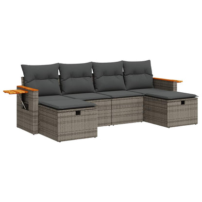 Set Divano da Giardino 6 pz con Cuscini Grigio in Polyrattan | homemem39
