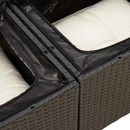 Set Divani da Giardino 4 pz con Cuscini Nero in Polyrattan | homemem39