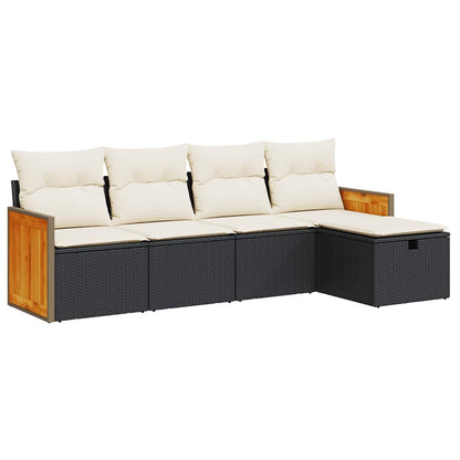 Set Divani da Giardino 5 pz con Cuscini in Polyrattan Nero - homemem39