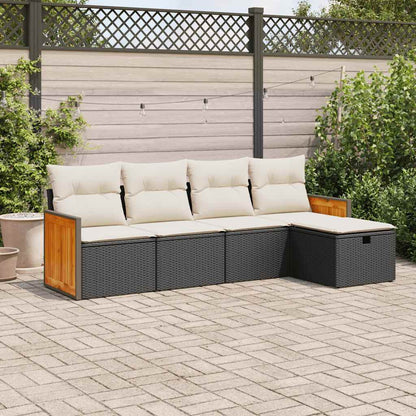Set Divani da Giardino 5 pz con Cuscini in Polyrattan Nero - homemem39