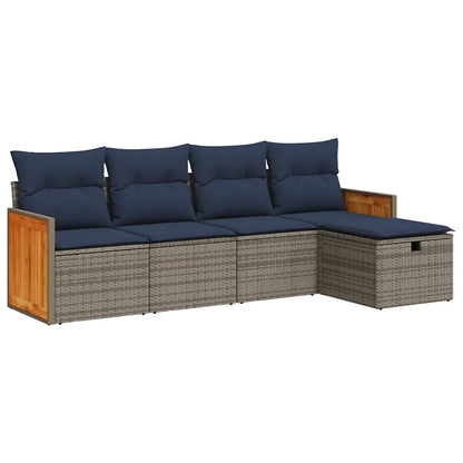 Set Divano da Giardino 5 pz con Cuscini Grigio in Polyrattan | homemem39