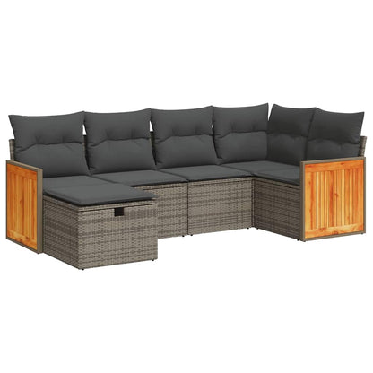 Set Divano da Giardino 6 pz con Cuscini Grigio in Polyrattan | homemem39