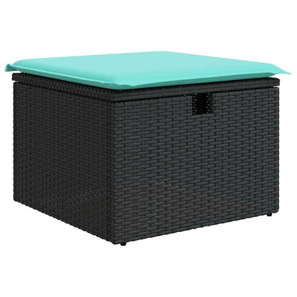 Set Divani da Giardino con Cuscini 7pz Nero Polyrattan