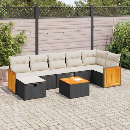 Set Divani da Giardino con Cuscini 8 pz Nero in Polyrattan - homemem39