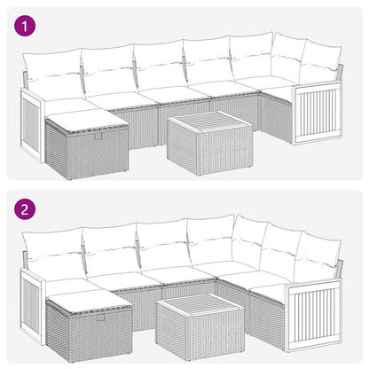 Set Divano da Giardino 8 pz con Cuscini Beige in Polyrattan | homemem39