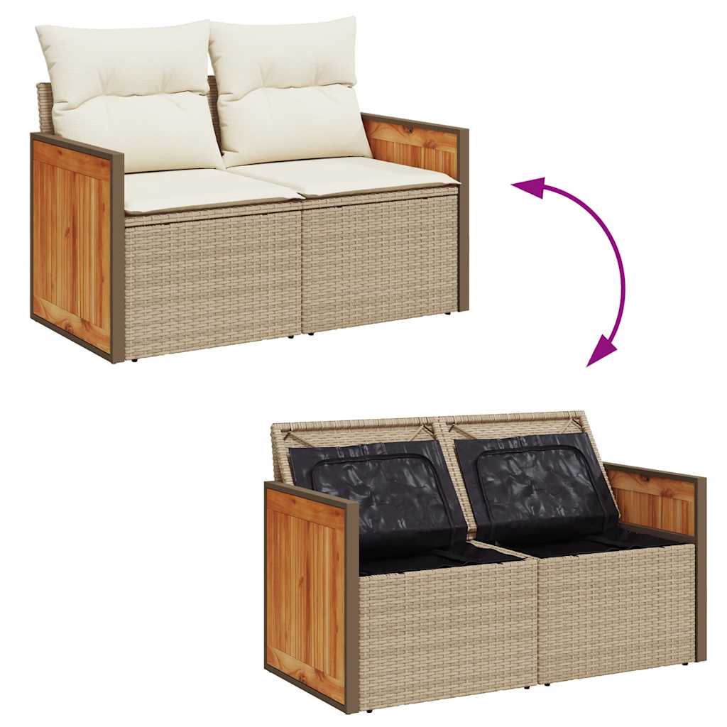 Set Divano da Giardino 8 pz con Cuscini Beige in Polyrattan | homemem39