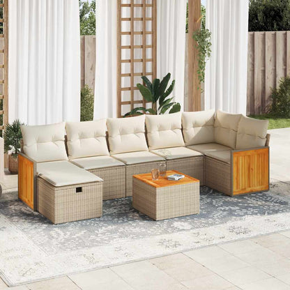 Set Divano da Giardino 8 pz con Cuscini Beige in Polyrattan | homemem39