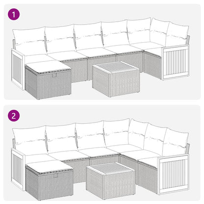Set Divano da Giardino 8 pz con Cuscini Grigio in Polyrattan