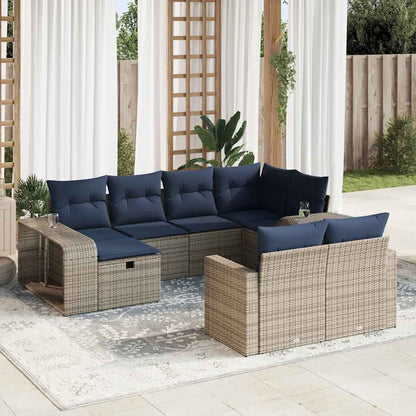 Set Divano da Giardino 10 pz con Cuscini Grigio in Polyrattan