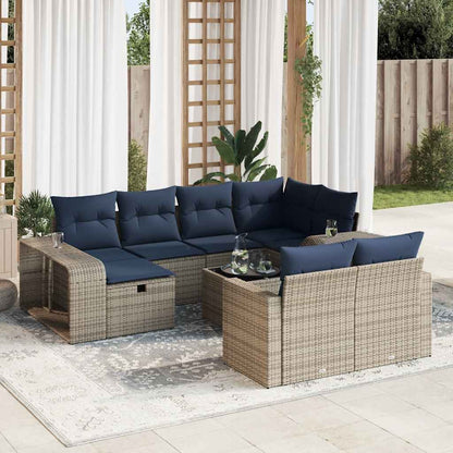 Set Divani da Giardino 11 pz con Cuscini in Polyrattan Grigio | homemem39