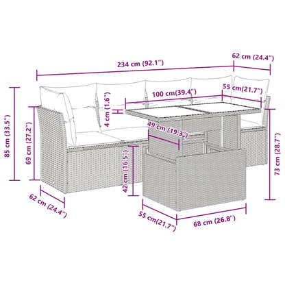 Set Divano da Giardino 5pz con Cuscini Grigio Chiaro Polyrattan | homemem39