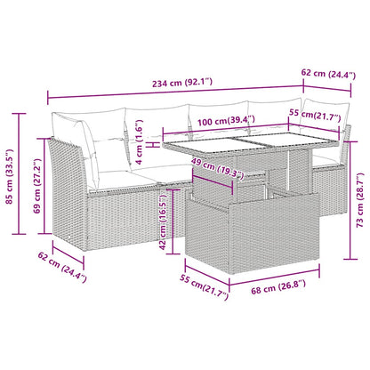 Set Divano da Giardino 5 pz con Cuscini Marrone in Polyrattan | homemem39