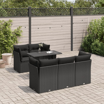 Set Divano da Giardino 6 pz con Cuscini Nero in Polyrattan - homemem39
