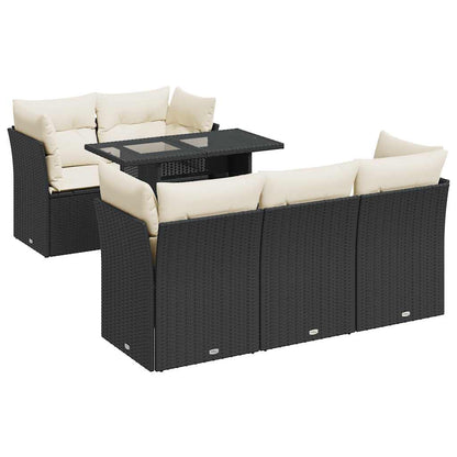 Set Divano da Giardino 6 pz con Cuscini Nero in Polyrattan - homemem39