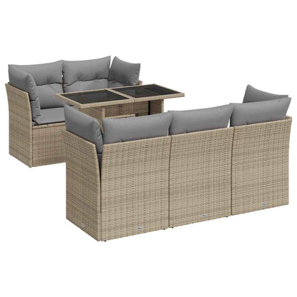 Set Divano da Giardino 6 pz con Cuscini Beige in Polyrattan - homemem39