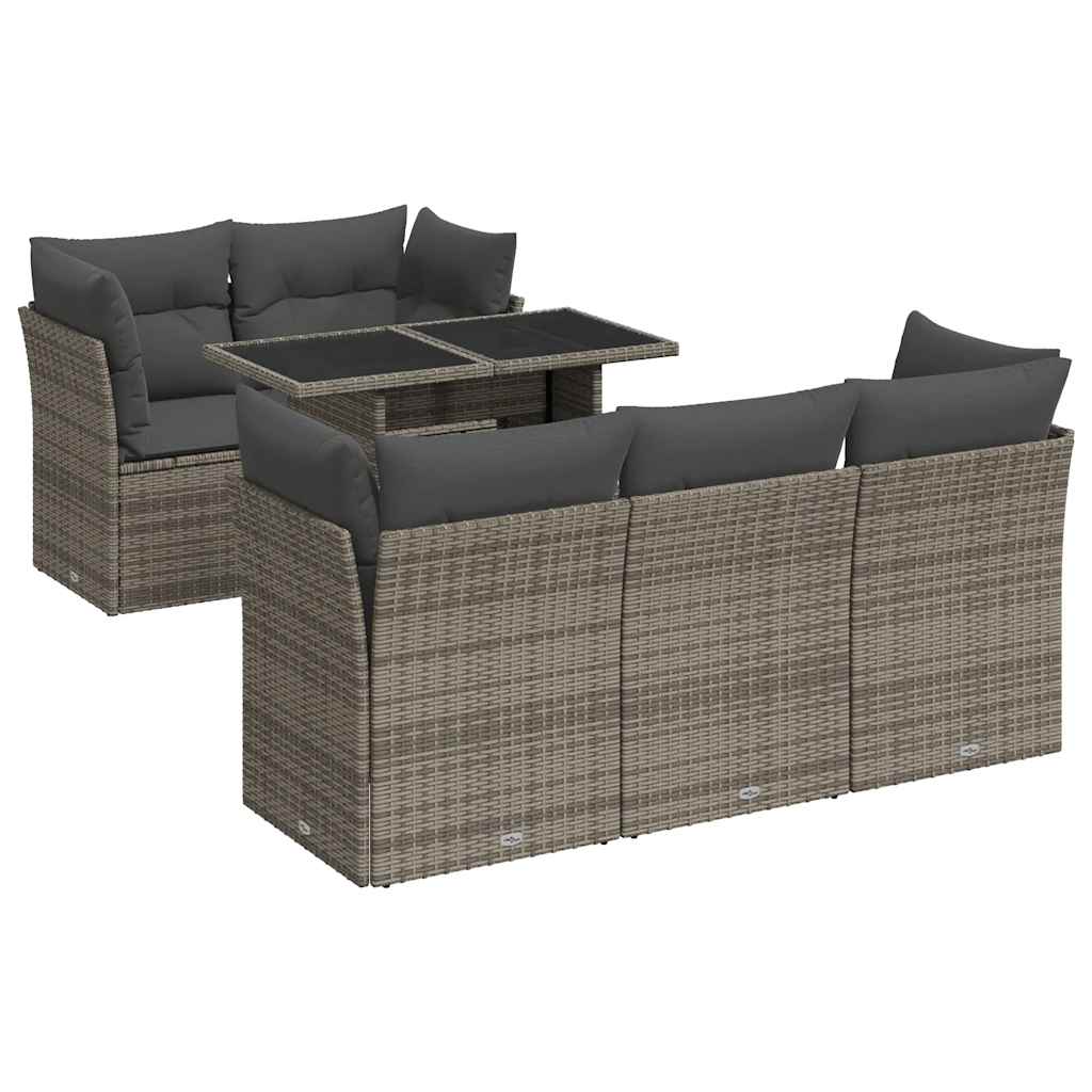 Set Divano da Giardino 6 pz con Cuscini Grigio in Polyrattan - homemem39
