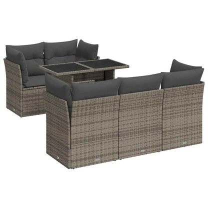 Set Divano da Giardino 6 pz con Cuscini Grigio in Polyrattan - homemem39
