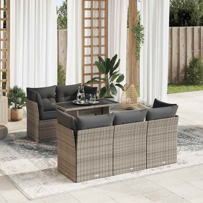 Set Divano da Giardino 6 pz con Cuscini Grigio in Polyrattan | homemem39