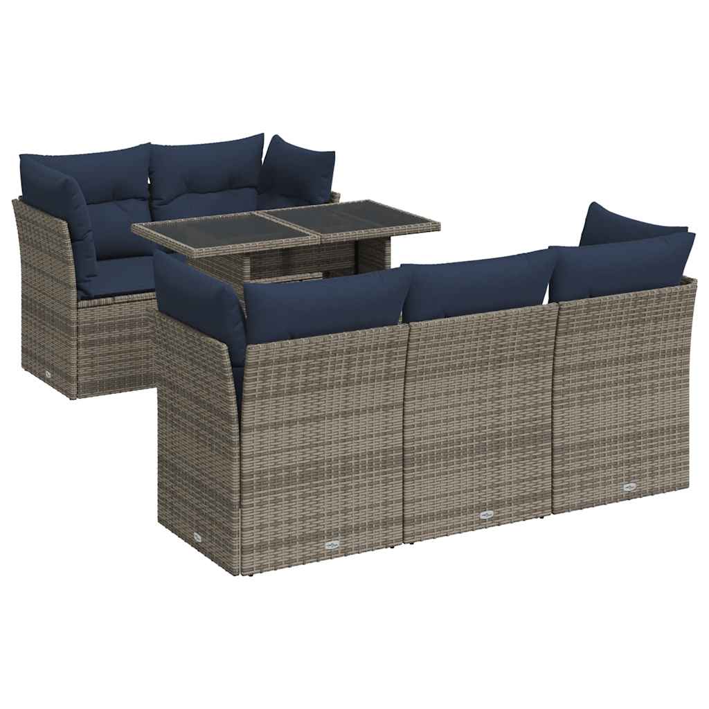 Set Divano da Giardino 6pz con Cuscini Grigio Polyrattan Acacia - homemem39