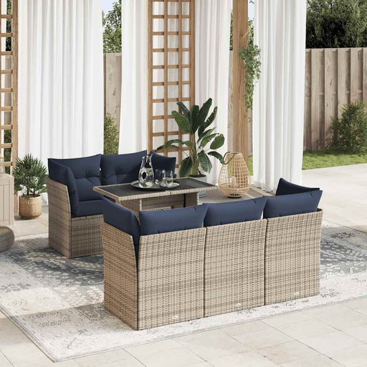 Set Divano da Giardino 6pz con Cuscini Grigio Polyrattan Acacia - homemem39
