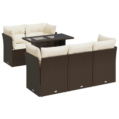 Set Divano da Giardino 6 pz con Cuscini Marrone in Polyrattan - homemem39