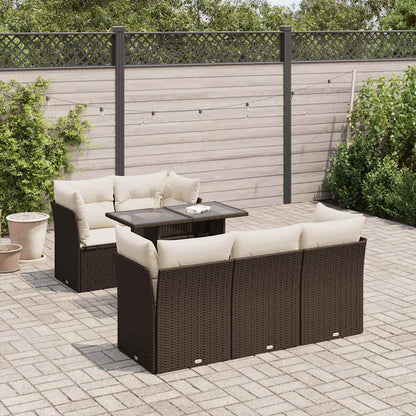 Set Divano da Giardino 6 pz con Cuscini Marrone in Polyrattan | homemem39