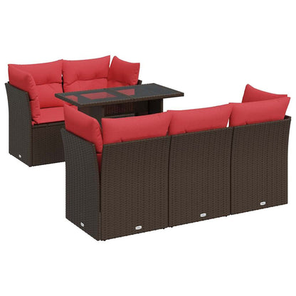 Set Divano Giardino 6 pz con Cuscini Marrone Polyrattan Acacia - homemem39